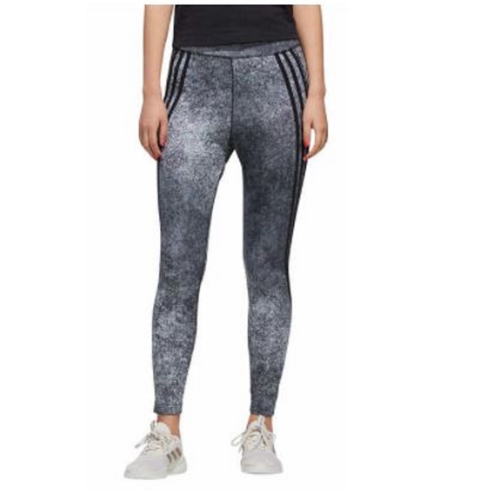 adidas 3 Stripe Tight Aeroready 7/8 Leggings Grey Blk Size Small